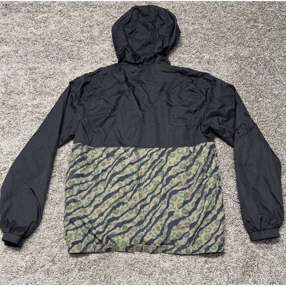 Volcom Windbreaker Jacket Medium Black/Camo x Cheetah Water-Resistant Hood 600MM - Picture 10 of 13